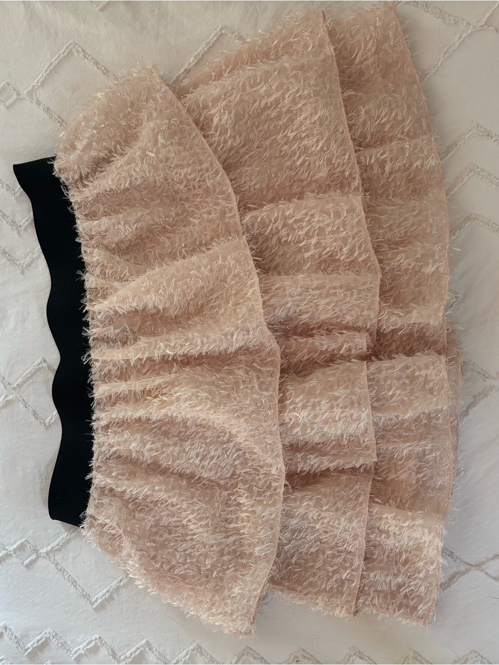 H&M Blush Pink Tiered Textured Mini Skirt